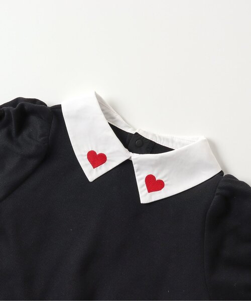 apres les cours（アプレレクール）の「【WEB限定】ハート刺繍襟付きパワショルトップス（スウェット・キッズ・アイボリー/ブラック/レッド・130/140/90/110/120/100/80）」の12枚目の写真