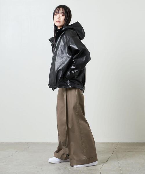 UNITED ARROWS フェイクファー ブルゾン ブラック レザー フード monkey time BEAUTY＆YOUTH UNITED ARROWS ブルゾン アウター ファー