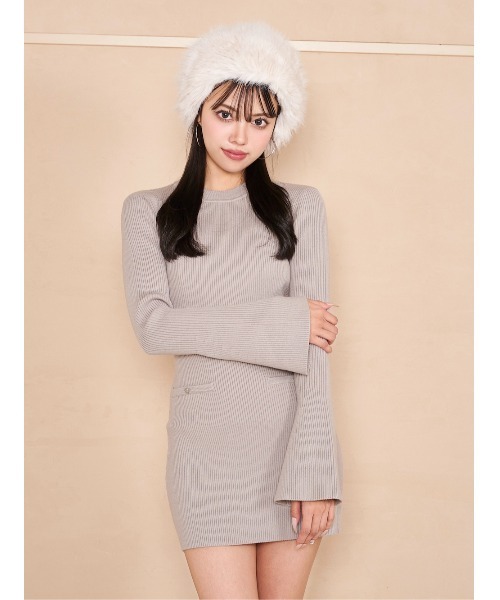 Darich（ダーリッチ）の「ハートボタンニットミニワンピース（ワンピース・レディース・グレー/ホワイト/ブラック・FREE）」の3枚目の写真