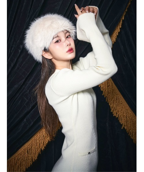 Darich（ダーリッチ）の「ハートボタンニットミニワンピース（ワンピース・レディース・グレー/ホワイト/ブラック・FREE）」の7枚目の写真