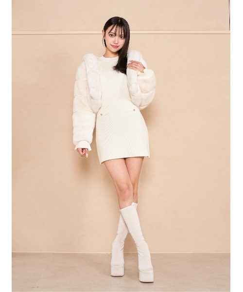 Darich（ダーリッチ）の「ハートボタンニットミニワンピース（ワンピース・レディース・グレー/ホワイト/ブラック・FREE）」の8枚目の写真