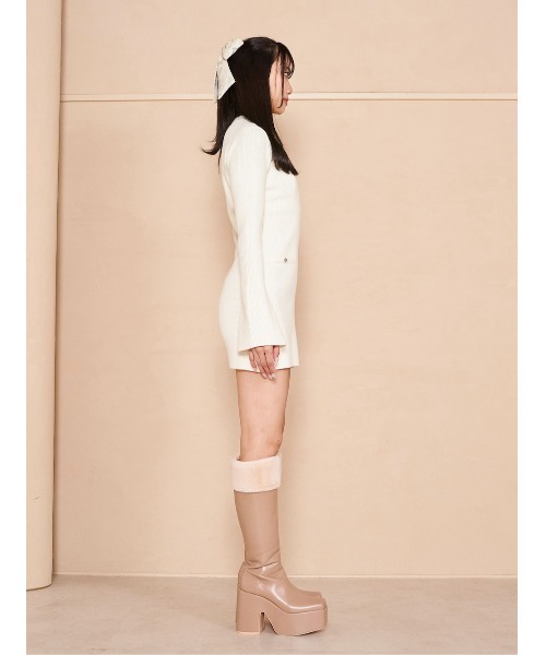 Darich（ダーリッチ）の「ハートボタンニットミニワンピース（ワンピース・レディース・グレー/ホワイト/ブラック・FREE）」の10枚目の写真