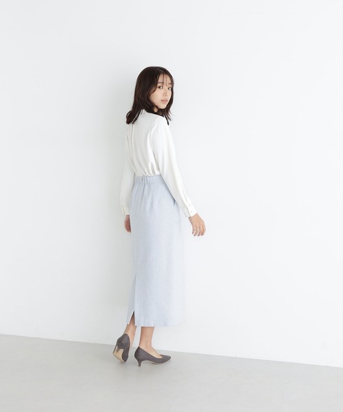 NATURAL BEAUTY BASIC（ナチュラルビューティーベーシック）の「◇フロントタックブラウス（シャツ/ブラウス・レディース・オフホワイト/ラベンダー/グレイッシュベージュ/ライトグリーン・MEDIUM/SMALL）」の6枚目の写真