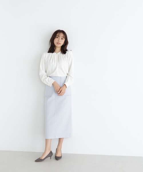 NATURAL BEAUTY BASIC（ナチュラルビューティーベーシック）の「◇フロントタックブラウス（シャツ/ブラウス・レディース・オフホワイト/ラベンダー/グレイッシュベージュ/ライトグリーン・MEDIUM/SMALL）」の8枚目の写真