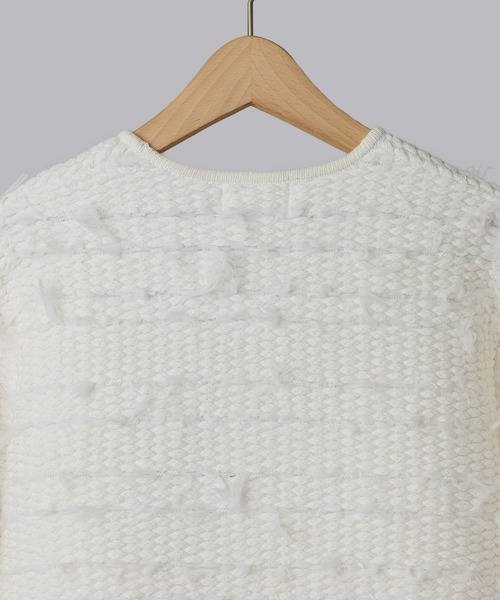 ADAWAS(アダワズ)の「【 ADAWAS / アダワス 】FRINGE TWEED JACKET / フリンジ ツイード ジャケット(ノーカラージャケット・レディース・ブラック/ホワイト・FREE)」の8枚目の写真