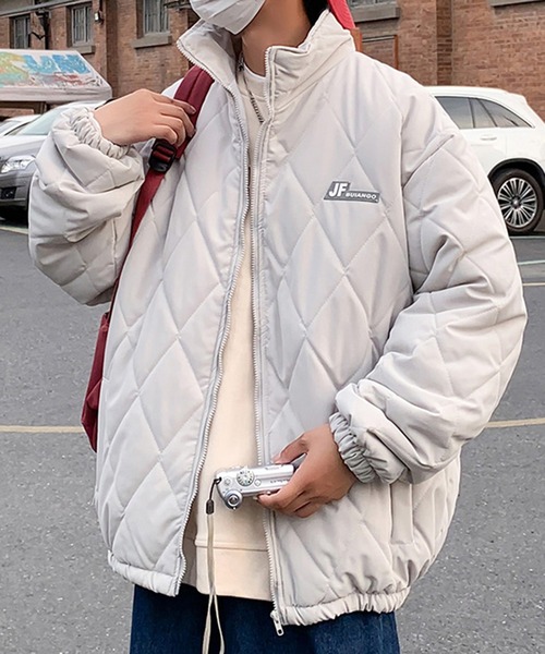 【BENDER TOKYO】オーバーサイズ ワンポイント ワッペンロゴ スタンドカラー キルティングブルゾン/中綿ブルゾン