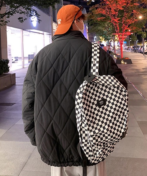 【BENDER TOKYO】オーバーサイズ ワンポイント ワッペンロゴ スタンドカラー キルティングブルゾン/中綿ブルゾン