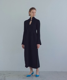 higt collar bell sleeve knit dress(ハイカラーベルスリーブニットワンピース)