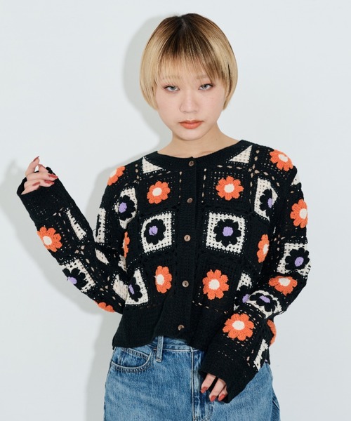 malo - ■美品■malo マーロ 総カシミヤ ニット カーディガン ボレロ レディース 五分袖 グレー イタリア製 ブランド古着【中古】20231130/GO8105 かぎ針編みカーディガン（カーディガン/ボレロ）｜MERLOT