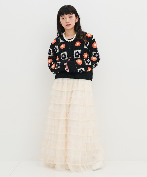 MERLOT（メルロー）の「かぎ針編みカーディガン（カーディガン/ボレロ・レディース・ブラック/ナチュラル・FREE）」の8枚目の写真