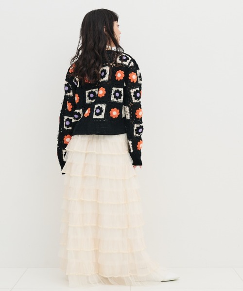 MERLOT（メルロー）の「かぎ針編みカーディガン（カーディガン/ボレロ・レディース・ブラック/ナチュラル・FREE）」の11枚目の写真