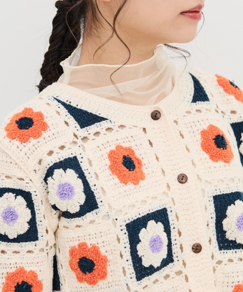 MERLOT（メルロー）の「かぎ針編みカーディガン（カーディガン/ボレロ・レディース・ブラック/ナチュラル・FREE）」の14枚目の写真