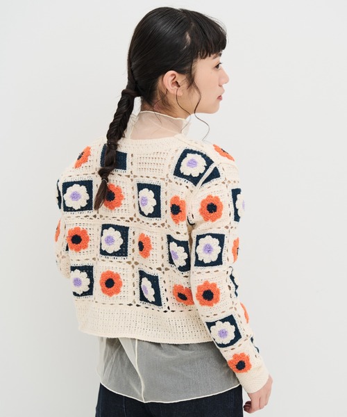 MERLOT（メルロー）の「かぎ針編みカーディガン（カーディガン/ボレロ・レディース・ブラック/ナチュラル・FREE）」の15枚目の写真