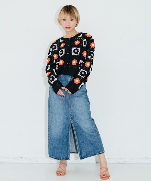 MERLOT（メルロー）の「かぎ針編みカーディガン（カーディガン/ボレロ・レディース・ブラック/ナチュラル・FREE）」の21枚目の写真