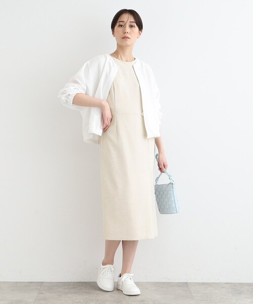 【うさふ】INDIVI【洗える】麻調スタイルアップワンピース INDIVI（インディヴィ）の「◇【洗える／UVケア／SETUP可能】麻