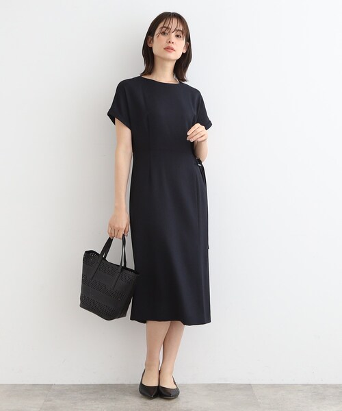 【うさふ】INDIVI【洗える】麻調スタイルアップワンピース INDIVI（インディヴィ）の「◇【洗える／UVケア／SETUP可能】麻
