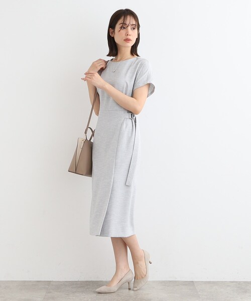 【うさふ】INDIVI【洗える】麻調スタイルアップワンピース うさふ様専用】INDIVI【洗える】麻調スタイルアップワンピース