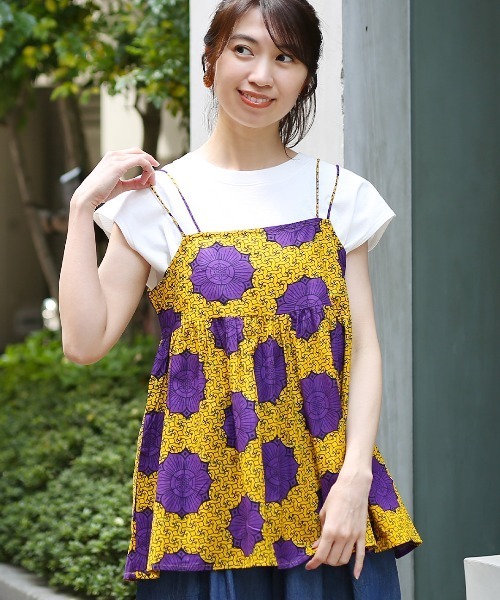 チチカカ（チチカカ）の「Shanti Shanti アフリカンプレーンキャミソール（キャミソール・レディース・ブルー/イエロー/オレンジ・FREE）」の2枚目の写真