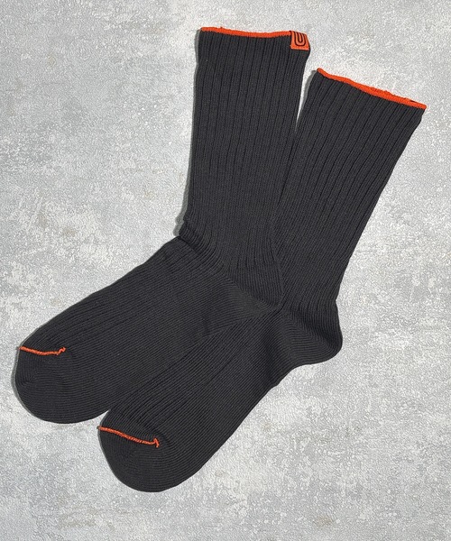 UNIVERSAL OVERALL（ユニバーサルオーバーオール）の「UNIVERSAL OVERALL　ユニバーサルオーバール　メンズクルーソックス（ソックス/靴下・メンズ・グリーン/ホワイト/レッド/グリーン系/パープル/オレンジ/イエロー/オレンジ系1/ネイビー/ベージュ/ブルー/パープル系/ブラック系/レッド系/ブルー系2/グレー/ブラック/ブルー系3/ライム/グレー系1/ブラック系1/ダークネイビー/グリーン系2/ブラック系3/パープル系1/イエロー系1/オレンジ系2/オレンジ系3/ダークブルー/オレンジ系4/ブラック系2/グリーン系1/グリーン系3/ブルー系4/ホワイト系/ホワイト系2/サックスブルー/レッド系1/ネイビー系1・25-27/25-27CM/25～27cm）」の7枚目の写真