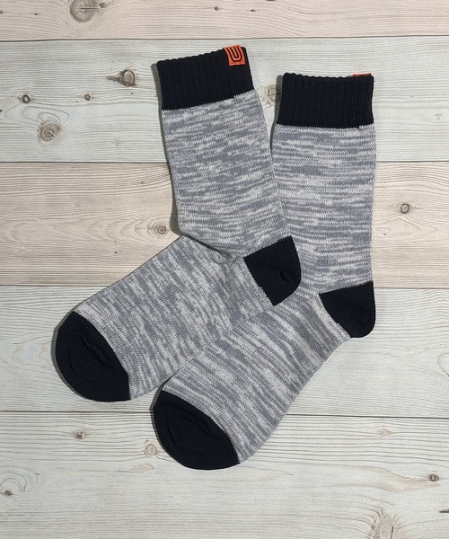 UNIVERSAL OVERALL（ユニバーサルオーバーオール）の「UNIVERSAL OVERALL　ユニバーサルオーバール　メンズクルーソックス（ソックス/靴下・メンズ・グリーン/ホワイト/レッド/グリーン系/パープル/オレンジ/イエロー/オレンジ系1/ネイビー/ベージュ/ブルー/パープル系/ブラック系/レッド系/ブルー系2/グレー/ブラック/ブルー系3/ライム/グレー系1/ブラック系1/ダークネイビー/グリーン系2/ブラック系3/パープル系1/イエロー系1/オレンジ系2/オレンジ系3/ダークブルー/オレンジ系4/ブラック系2/グリーン系1/グリーン系3/ブルー系4/ホワイト系/ホワイト系2/サックスブルー/レッド系1/ネイビー系1・25-27/25-27CM/25～27cm）」の8枚目の写真