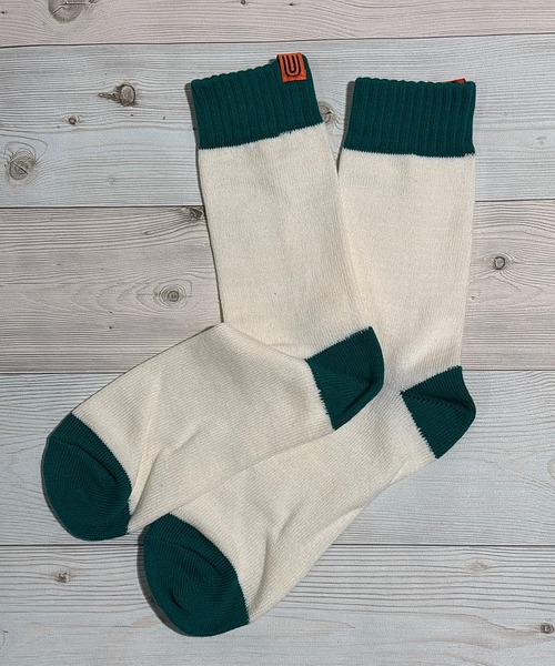 UNIVERSAL OVERALL（ユニバーサルオーバーオール）の「UNIVERSAL OVERALL　ユニバーサルオーバール　メンズクルーソックス（ソックス/靴下・メンズ・グリーン/ホワイト/レッド/グリーン系/パープル/オレンジ/イエロー/オレンジ系1/ネイビー/ベージュ/ブルー/パープル系/ブラック系/レッド系/ブルー系2/グレー/ブラック/ブルー系3/ライム/グレー系1/ブラック系1/ダークネイビー/グリーン系2/ブラック系3/パープル系1/イエロー系1/オレンジ系2/オレンジ系3/ダークブルー/オレンジ系4/ブラック系2/グリーン系1/グリーン系3/ブルー系4/ホワイト系/ホワイト系2/サックスブルー/レッド系1/ネイビー系1・25-27/25-27CM/25～27cm）」の16枚目の写真