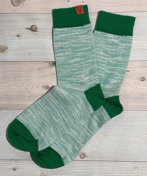 UNIVERSAL OVERALL（ユニバーサルオーバーオール）の「UNIVERSAL OVERALL　ユニバーサルオーバール　メンズクルーソックス（ソックス/靴下・メンズ・グリーン/ホワイト/レッド/グリーン系/パープル/オレンジ/イエロー/オレンジ系1/ネイビー/ベージュ/ブルー/パープル系/ブラック系/レッド系/ブルー系2/グレー/ブラック/ブルー系3/ライム/グレー系1/ブラック系1/ダークネイビー/グリーン系2/ブラック系3/パープル系1/イエロー系1/オレンジ系2/オレンジ系3/ダークブルー/オレンジ系4/ブラック系2/グリーン系1/グリーン系3/ブルー系4/ホワイト系/ホワイト系2/サックスブルー/レッド系1/ネイビー系1・25-27/25-27CM/25～27cm）」の17枚目の写真