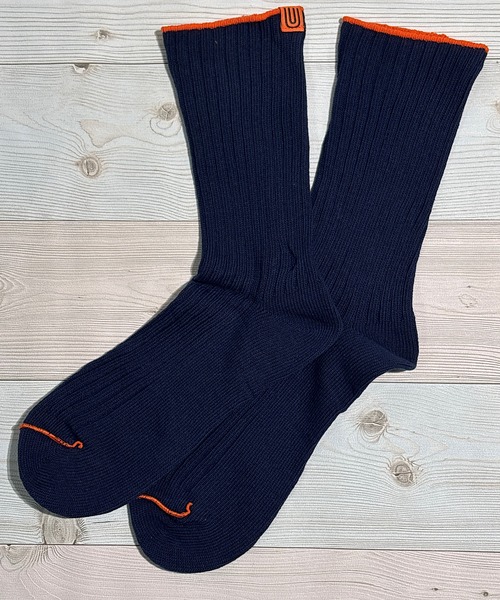 UNIVERSAL OVERALL（ユニバーサルオーバーオール）の「UNIVERSAL OVERALL　ユニバーサルオーバール　メンズクルーソックス（ソックス/靴下・メンズ・グリーン/ホワイト/レッド/グリーン系/パープル/オレンジ/イエロー/オレンジ系1/ネイビー/ベージュ/ブルー/パープル系/ブラック系/レッド系/ブルー系2/グレー/ブラック/ブルー系3/ライム/グレー系1/ブラック系1/ダークネイビー/グリーン系2/ブラック系3/パープル系1/イエロー系1/オレンジ系2/オレンジ系3/ダークブルー/オレンジ系4/ブラック系2/グリーン系1/グリーン系3/ブルー系4/ホワイト系/ホワイト系2/サックスブルー/レッド系1/ネイビー系1・25-27/25-27CM/25～27cm）」の22枚目の写真