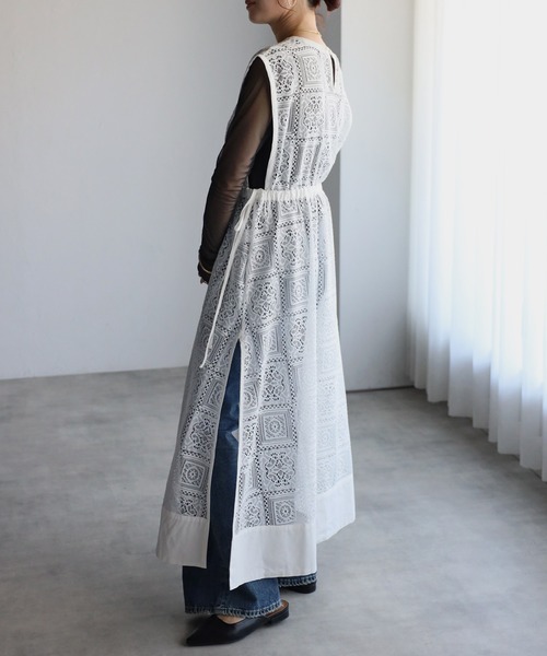 r.(アールドット)の「ブロックレースサイドリボンワンピース(ワンピース・レディース・ブラック/アイボリー/ホワイト・FREE)」の4枚目の写真