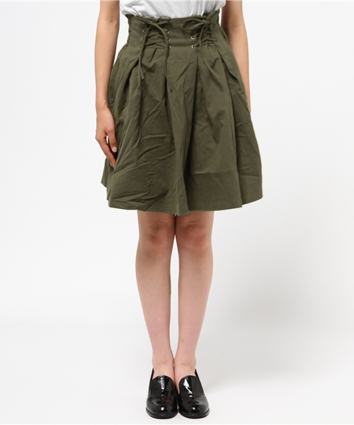 WEGO（ウィゴー）の「WEGO/レースアップスカート（スカート・レディース・ワイン/カーキ/ブラック・FREE）」の4枚目の写真