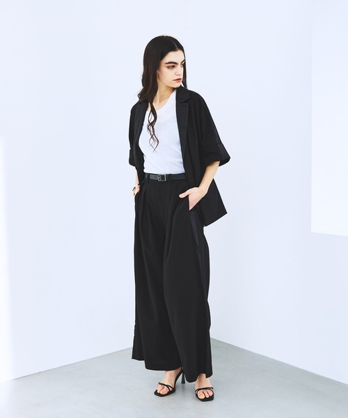 STERNBERG(スタンバーグ)の「STERNBERG/カラミサテンワイドパンツ/991259(スラックス・レディース・ブラック・MEDIUM/LARGE)」の4枚目の写真