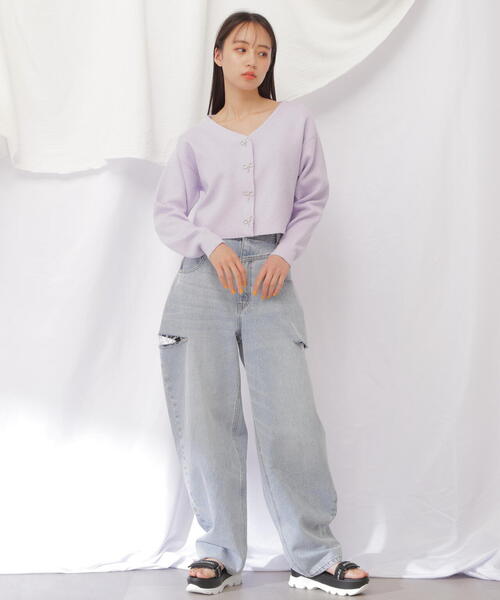 JILL by JILL STUART(ジルバイジルスチュアート)の「◇リボンビジューショートカーディガン2(ニット/セーター・レディース・ブラック/ホワイト系その他/パープル・FREE)」の20枚目の写真