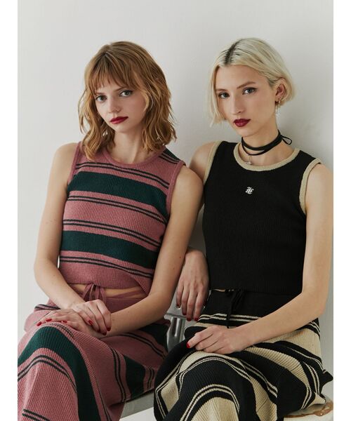 jouetie（ジュエティ）の「サマーニットタンク【セットアップ対応】（タンクトップ・レディース・ブラック/ピンク/イエロー/ブルー・MEDIUM）」の5枚目の写真