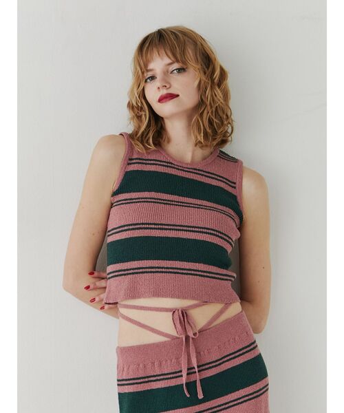 jouetie（ジュエティ）の「サマーニットタンク【セットアップ対応】（タンクトップ・レディース・ブラック/ピンク/イエロー/ブルー・MEDIUM）」の9枚目の写真