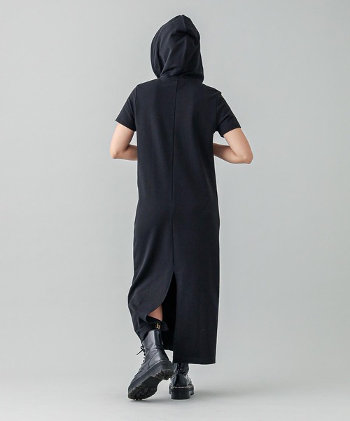 X-girl（エックスガール）の「HALF ZIP HOODED LONG DRESS（ワンピース・レディース・ブラック/オリーブ/ライトパープル・S/M）」の7枚目の写真