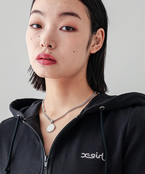 X-girl（エックスガール）の「HALF ZIP HOODED LONG DRESS（ワンピース・レディース・ブラック/オリーブ/ライトパープル・S/M）」の8枚目の写真