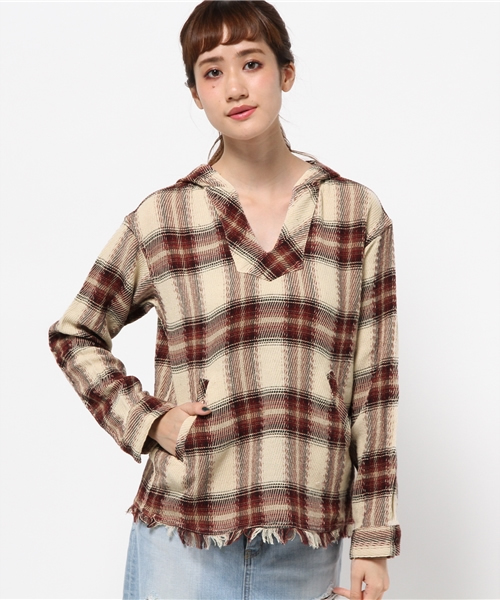 Kastane（カスタネ）の「カルゼフリンジフードPO（シャツ/ブラウス・レディース・カーキ/レッド/ホワイト/ピンク・FREE）」の14枚目の写真