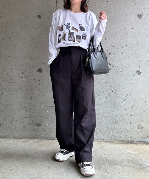 cuorequal（クオレコール）の「猫いっぱいロングＴシャツ（Tシャツ/カットソー・レディース・ホワイト・MEDIUM/LARGE）」の8枚目の写真
