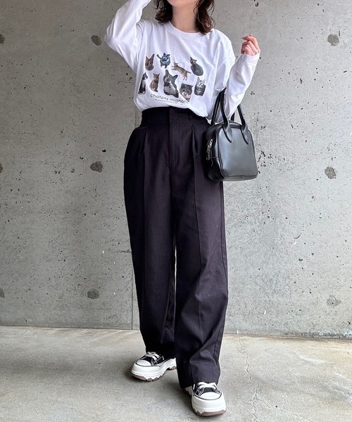 cuorequal（クオレコール）の「猫いっぱいロングＴシャツ（Tシャツ/カットソー・レディース・ホワイト・MEDIUM/LARGE）」の7枚目の写真