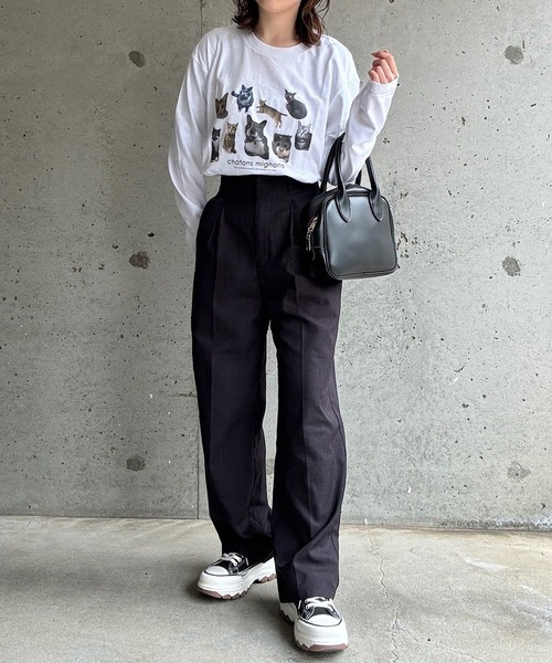 セール】猫いっぱいロングTシャツ（Tシャツ/カットソー