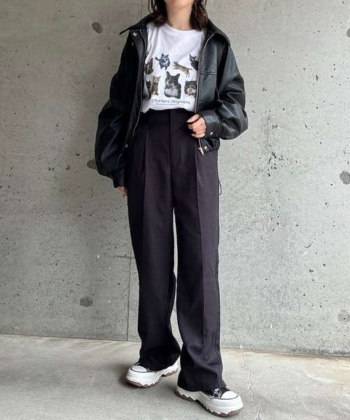 cuorequal（クオレコール）の「猫いっぱいロングＴシャツ（Tシャツ/カットソー・レディース・ホワイト・MEDIUM/LARGE）」の5枚目の写真