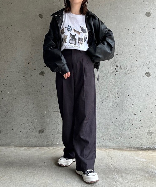cuorequal（クオレコール）の「猫いっぱいロングＴシャツ（Tシャツ/カットソー・レディース・ホワイト・MEDIUM/LARGE）」の3枚目の写真