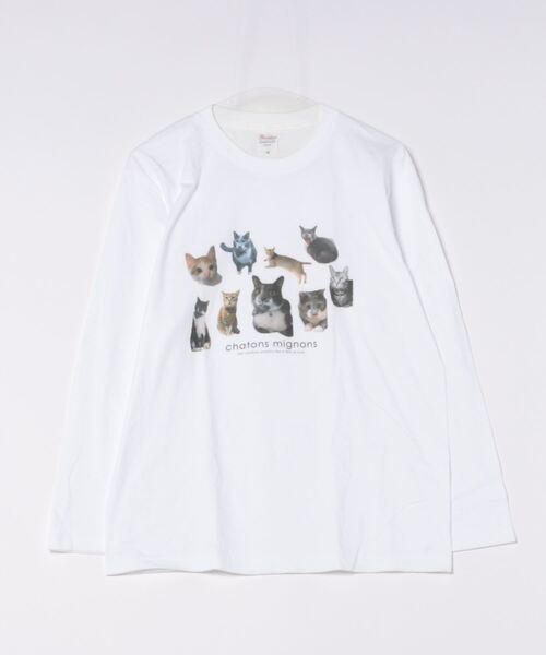 cuorequal（クオレコール）の「猫いっぱいロングＴシャツ（Tシャツ/カットソー・レディース・ホワイト・MEDIUM/LARGE）」の15枚目の写真