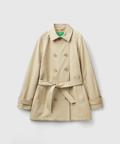BENETTON (UNITED COLORS OF BENETTON)（ベネトンユナイテッドカラーズオブベネトン）の「ベルト付きショート丈トレンチコート（トレンチコート・レディース・ベージュ・XX-SMALL/X-SMALL/SMALL/MEDIUM）」の6枚目の写真