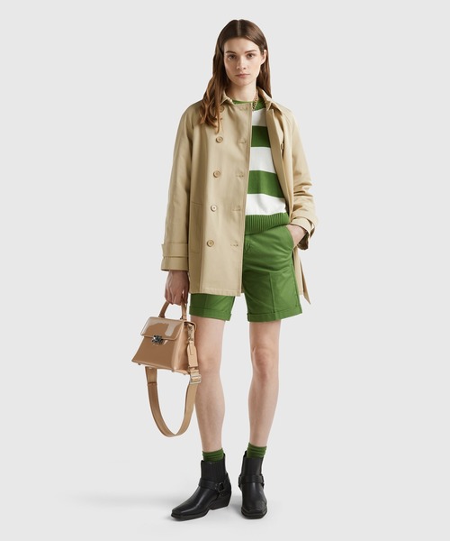 BENETTON (UNITED COLORS OF BENETTON)（ベネトンユナイテッドカラーズオブベネトン）の「ベルト付きショート丈トレンチコート（トレンチコート・レディース・ベージュ・XX-SMALL/X-SMALL/SMALL/MEDIUM）」の8枚目の写真