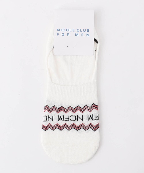 NICOLE CLUB FOR MEN（ニコルクラブフォーメン）の「ロゴ×ラインシューズインソックス（ソックス/靴下・メンズ・ネイビー/オフホワイト/ブラック・FREE）」の2枚目の写真