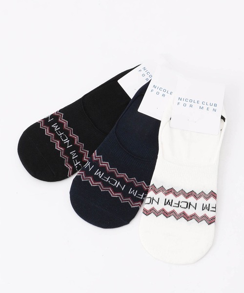 NICOLE CLUB FOR MEN（ニコルクラブフォーメン）の「ロゴ×ラインシューズインソックス（ソックス/靴下・メンズ・ネイビー/オフホワイト/ブラック・FREE）」の7枚目の写真