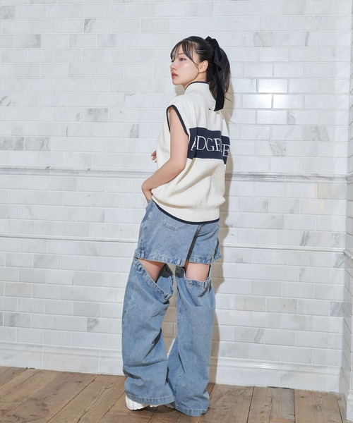 ANDGEEBEE(アンジービー)の「バックロゴジップベスト(ベスト・レディース・アイボリー/チャコールグレー・FREE)」の18枚目の写真