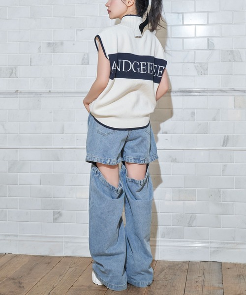 ANDGEEBEE(アンジービー)の「バックロゴジップベスト(ベスト・レディース・アイボリー/チャコールグレー・FREE)」の15枚目の写真