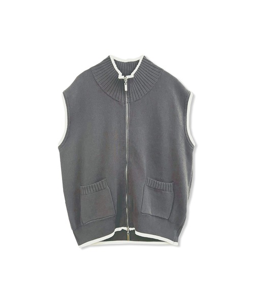 ANDGEEBEE(アンジービー)の「バックロゴジップベスト(ベスト・レディース・アイボリー/チャコールグレー・FREE)」の5枚目の写真