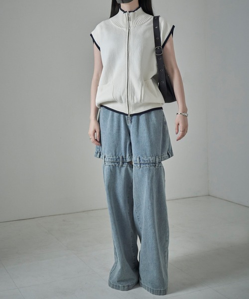 ANDGEEBEE(アンジービー)の「バックロゴジップベスト(ベスト・レディース・アイボリー/チャコールグレー・FREE)」の21枚目の写真